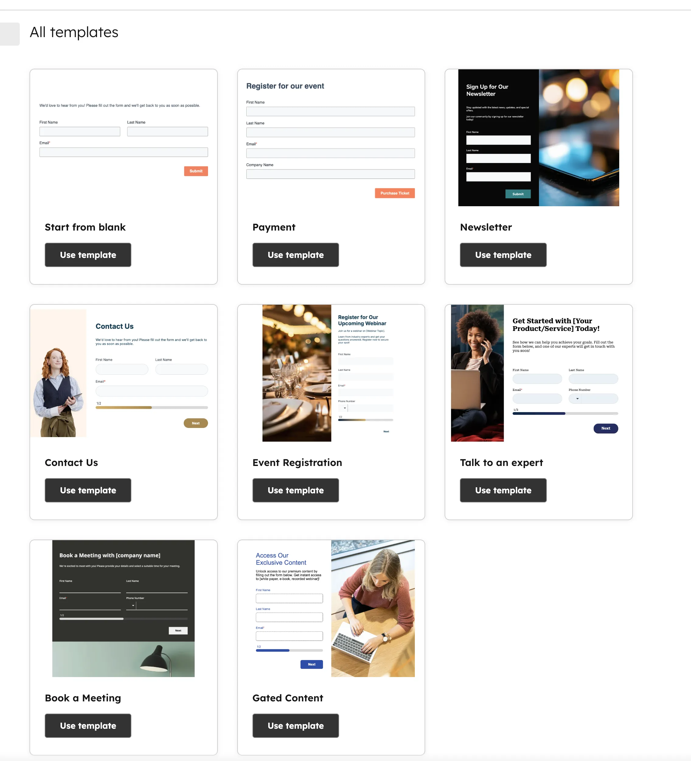 HubSpot Formular-Templates für Lead-Generierung und Kontakterfassung