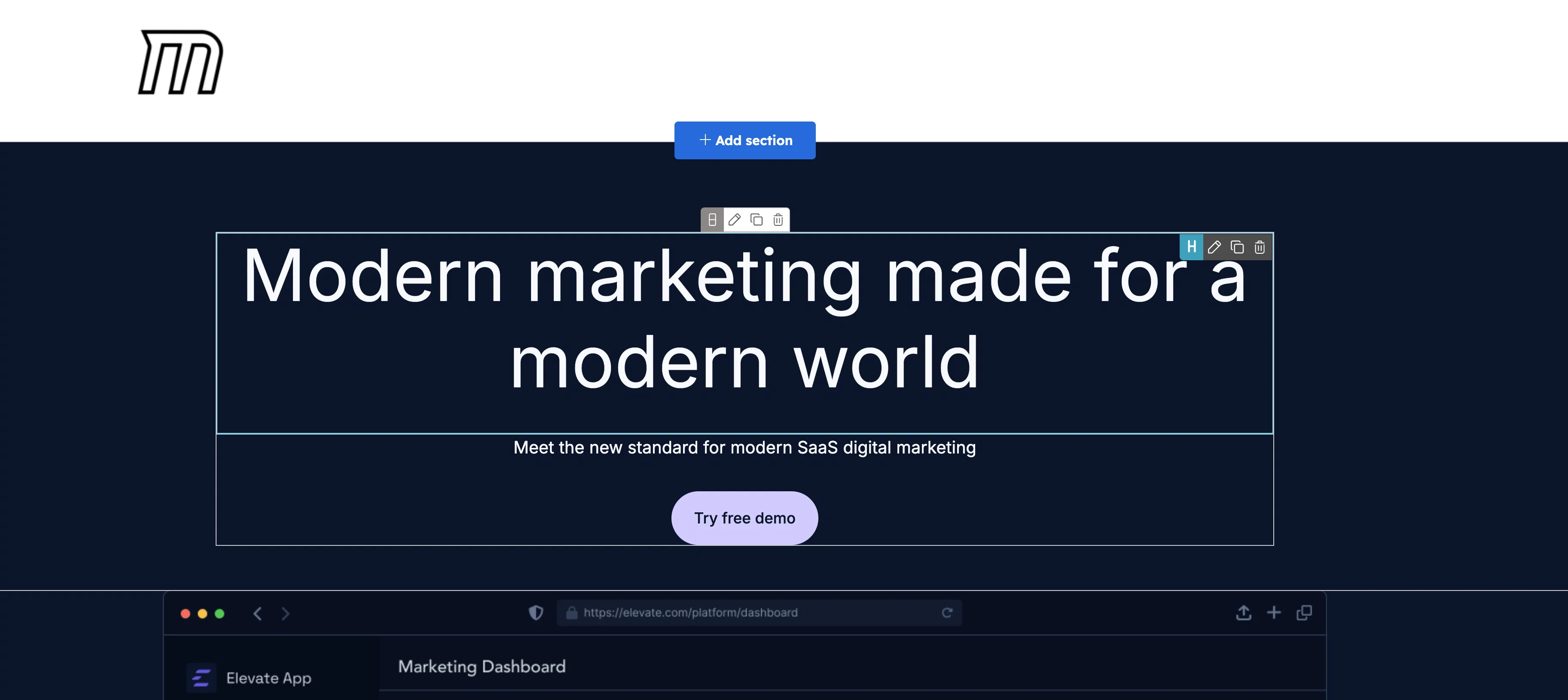 HubSpot Landingpage Editor Drag-and-Drop Hero Section Modern Marketing