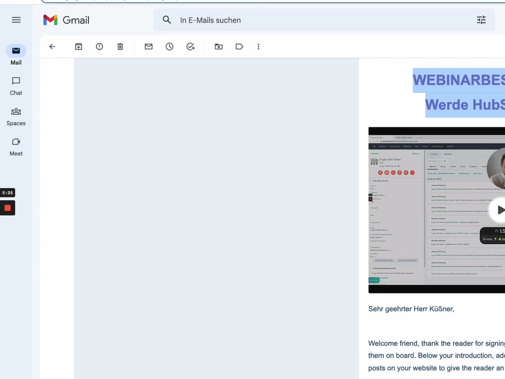 HubSpot Webinar-Einladung per E-Mail: Automatisierte Follow-up Kampagne in Gmail