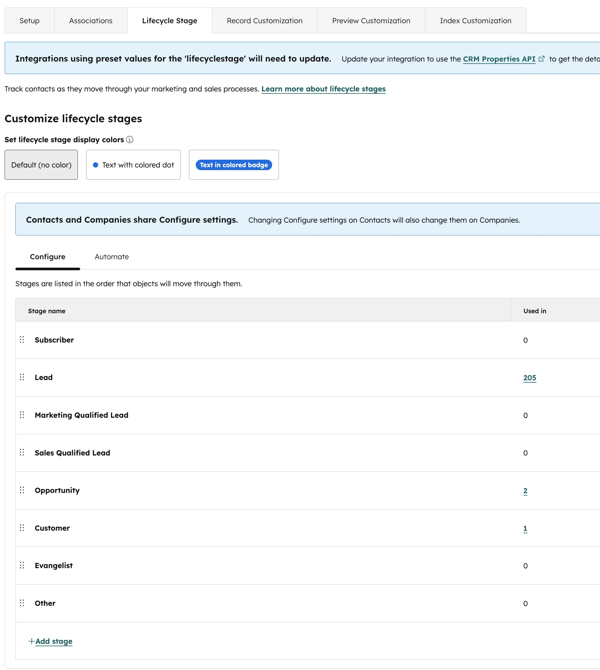 HubSpot Lifecycle Stage Einstellungen Subscriber Lead MQL SQL Opportunity Customer konfigurieren