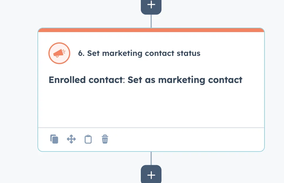 HubSpot Workflow Aktion Set Marketing Contact Status automatisch einstufen
