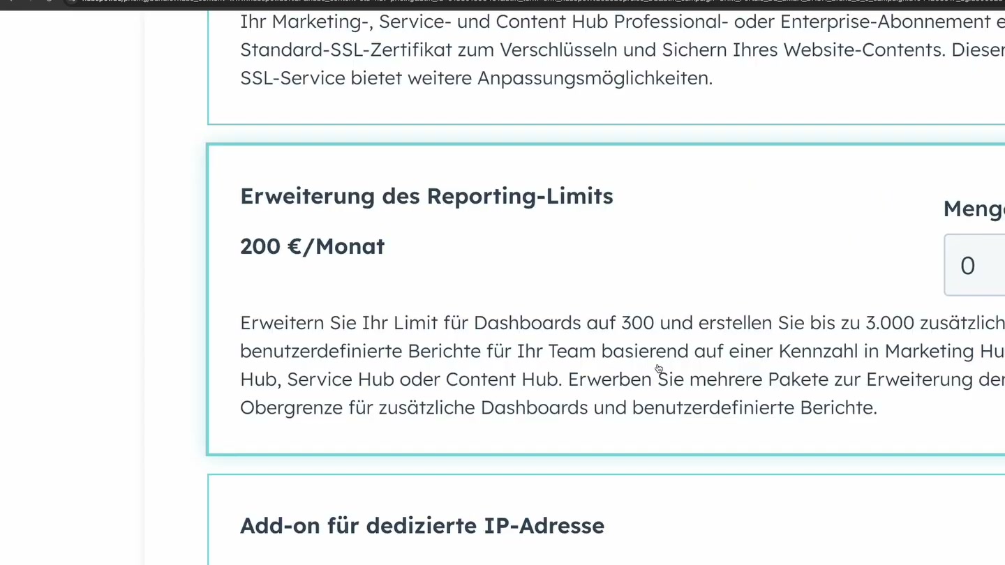 HubSpot Add-on: Erweiterung des Reporting-Limits für 200 EUR pro Monat