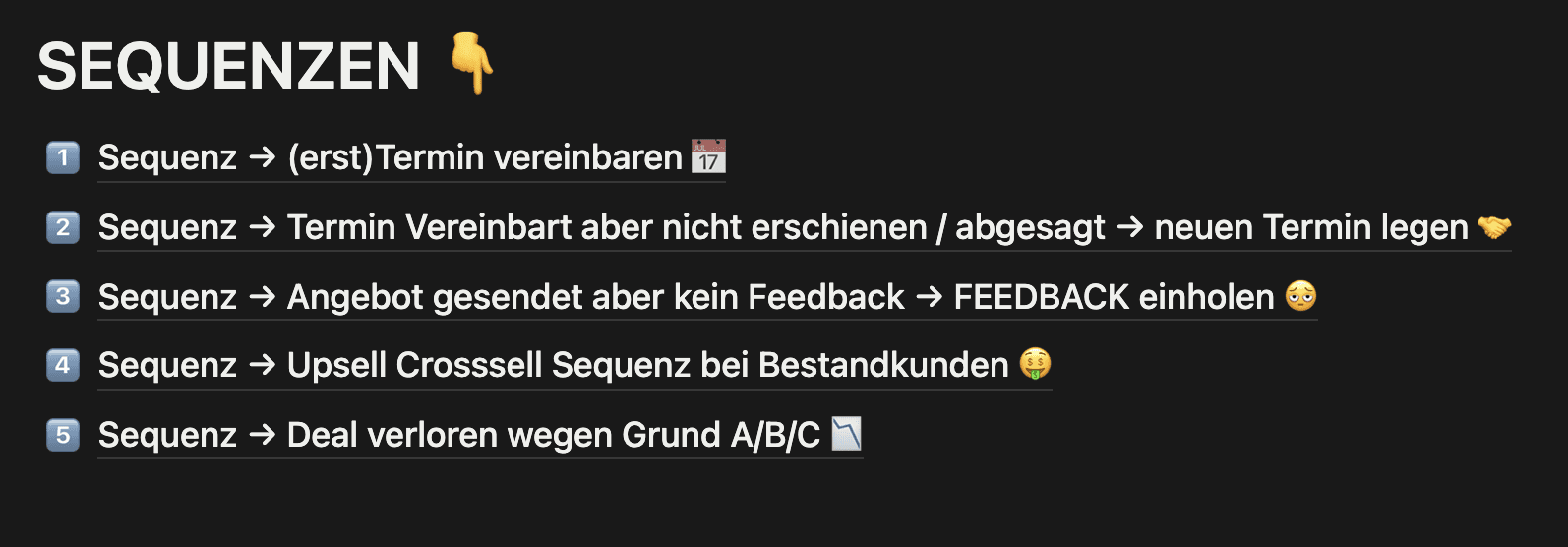 5 Sequenzen für jeden Sales-Schritt